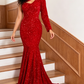 Black Girl Prom Dresses One Shoulder Mermaid Red Prom Dresses | Cheap Sequins Evening Gowns Q0140