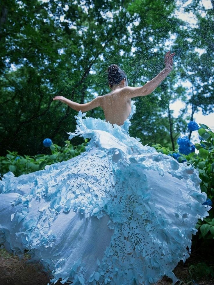 Blue A Line Spaghetti Strap Paper Cut Hollow Satin Open Back Long Party Dress Evening Dress SH2858