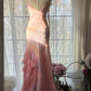 Fairytale Pink Mermaid Spaghetti Strap Beaded Ruffle Chiffon Prom Dress SH2664