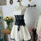 Cute A Line Strapless Bow Black White Lace Short Homecoming Dress Cocktail Dress SH3002