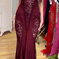 Sexy Black Mermaid Straps Lace Chiffon Long Party Dress Evening Dress Date Dress SH3464