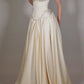 Exquisite Satin Ivory Sleeveless Strapless Long Pleated Prom Dress with Beadings SH5463