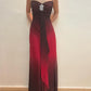 Vintage Black Red Ombre A Line Spaghetti Strap Chiffon Long Prom Dress Party Dress SH4039
