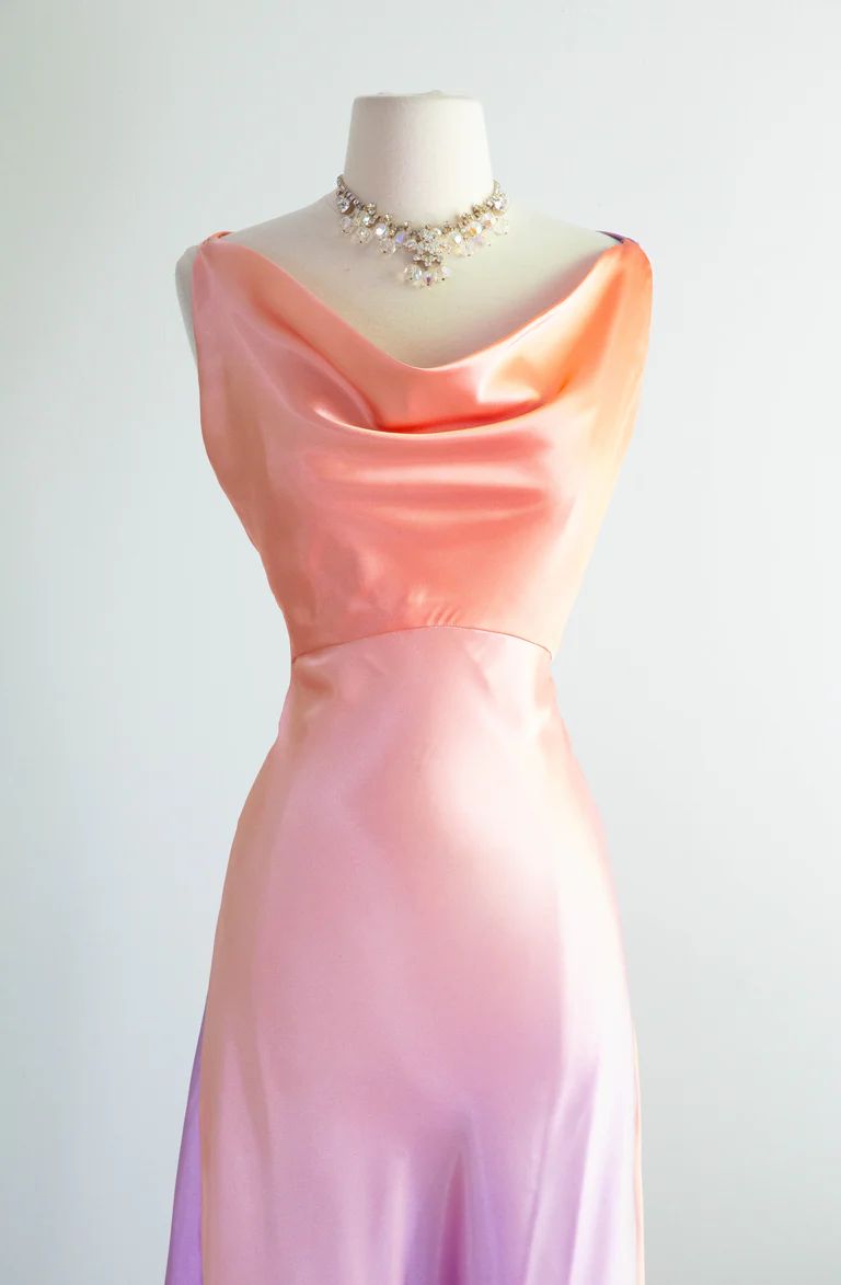 Simple Orange Purple Ombre A Line Satin Prom Dress Wedding Guest Dress SH4552