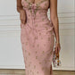 Pink Sheath Spaghetti Straps Sequin Beaded Chiffon Homecoming Dress Cocktail Dress Outfits SH3913