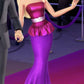 Barbie Pink Mermaid Strapless Satin Long Prom Dress Evening Dress SH3716