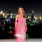 Vintage Romantic Pink Ombre Beaded Chiffon Long Prom Dress Party Dress SH4883