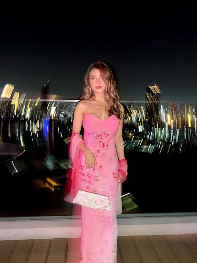 Vintage Romantic Pink Ombre Beaded Chiffon Long Prom Dress Party Dress SH4883
