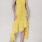 Cute Sheath Spaghetti Strap Beaded Yellow Ruffle Chiffon Prom Dress Graduation Prom Dress SH2569