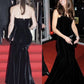 Black Elegant A Line Strapless Velvet Long Prom Dress Evening Dress SH3458