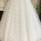 Vintage A Line Round Neck Long Sleeve Lace Satin Prom Dress Wedding Dress SH1859