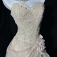 Vintage A Line Sweetheart Neck Apricot Lace Tulle Prom Dress Evening Dress SH5608
