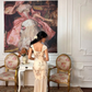 Vintage Apricot Mermaid Off the Shoulder Sequin Chiffon Long Prom Dress SH5392