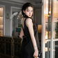 Simple A Line V Neck Black Beaded Satin Short Homecoming Dress Outfits SH6230