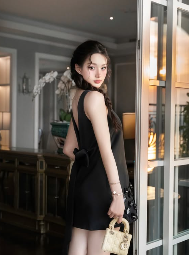 Simple A Line V Neck Black Beaded Satin Short Homecoming Dress Outfits SH6230