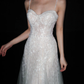 Fairy A Line Spaghetti Strap White Beaded Sequin Tulle Long Wedding Dress SH8916