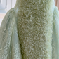 Green A Line Round Neck Lace Tulle Short Homecoming Dress SH4508