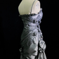Retro Mermaid Spaghetti Strap Flower Grey Satin Prom Dress Evening Dress SH3326