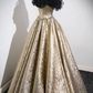 Glitter Gold Prom Dress Ball Gown Off the Shoulder Evening Dress SH1326