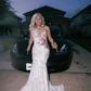 Black Girl Prom Dress White Sequin Prom Dresses for Juniors | Sexy V-neck Mermaid Evening Gowns SH6111