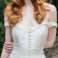 Retro Ivory A Line Off the Shoulder Pleated Satin Wedding Dress SH6085