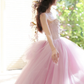 Gentle A Line Strapless Rhinestone Purple Tulle Party Dress Evening Dress SH3216