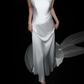 Elegant A Line Strapless White Satin Chiffon Long Wedding Dress SH5961