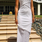 Elegant Sheath Spaghetti Strap White Chiffon Long Prom Dress Evening Dress SH2318