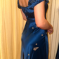Navy Blue A Line Straps Exquisite Beaded Satin Prom Dress Evening Dress Outfits SH7254