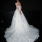 Pretty Romantic Ball Gown Strapless White Satin Tulle Long Train Wedding Dress SH6619