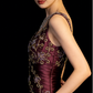 Chic Burgundy A Line Exquisite Embroidery Beaded Satin Prom Dress Evening Gown SH5423