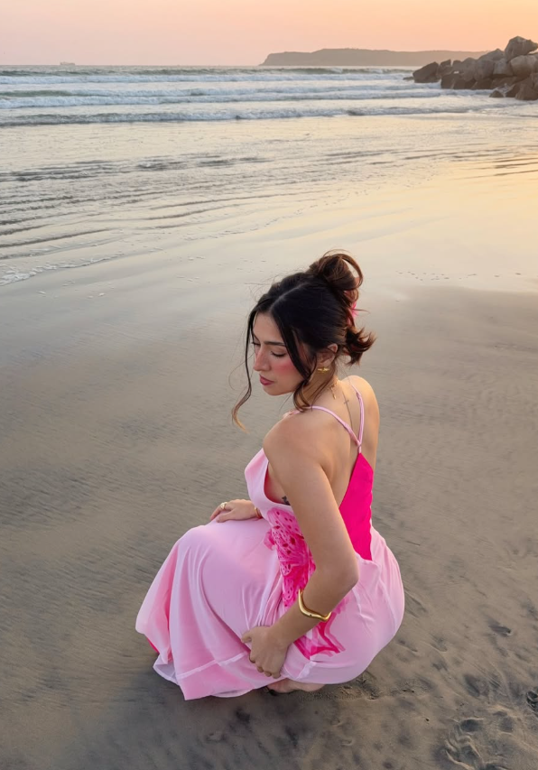 Pink Lily Sheath Straps Chiffon Long Prom Dress Vacation Dress SH6258