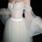 Dreamy A Line Long Sleeve Beaded Tulle Long Prom Dress Wedding Dress SH6611