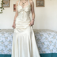 Vintage Halter V Neck  Beaded Appliques 90s Prom Dress Mermaid Evening Dress SH1132