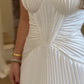 Classic A Line Sweetheart Neck Pleated White Satin Wedding Dress SH5477