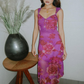 Pretty Purple A Line Straps Print Floral Chiffon Party Dress Date Dress Outfits SH3966