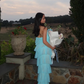 Blue Sheath Halter Layered Tulle Long Prom Dress Evening Dress SH1886