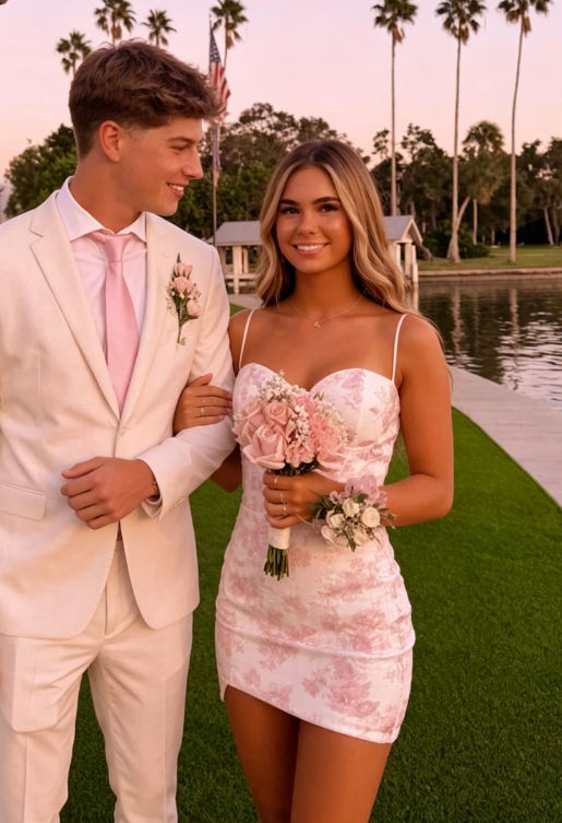 Stylish Sheath Spaghetti Straps Pink Floral Printed Sequins Short Homecoming Dress SH7489