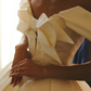 Stunning A Line Off the Shoulder Beaded Appliques White Satin Long Wedding Dress SH6025