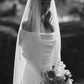 Vintage A Line Long Sleeve Pleated White Satin Long Wedding Dress SH8256