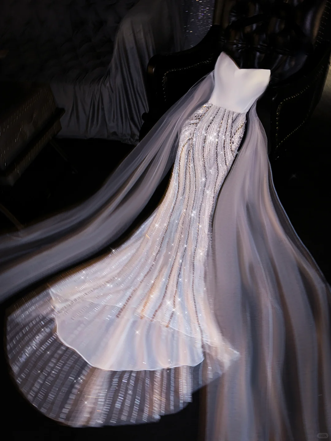 White Mermaid Sweetheart Neck Sequin Satin Tulle Party Dress Evening Dress SH3373