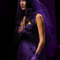 Unique A Line Spaghetti Strap Purple Lace Satin Prom Dress Evening Dress with Slit SH2263