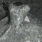 Silver Sequin Petal Shiny Ball Gown Strapless Tulle Long Sweep Prom Dress Evening Dress Party Dress SH3620