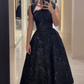 Elegant Classic A Line Straps Black Lace Backless Long Prom Dress SH5305