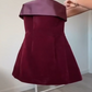 Vintage Burgundy Velvet Satin Mini Prom Dress Homecoming Dress SH1440
