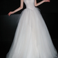 Elegant Ball Gown Spaghetti Strap Flowy Tulle Long Wedding Dress SH6623