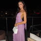 Sexy Grape Purple Sheath Straps Chiffon Open Back Prom Dress Party Dress SH3978