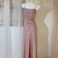 Pink Pretty Mermaid Spaghetti Strap Satin Prom Dress Evening Dress Formal Dress SH4084