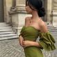Green Elegant Sweetheart Neckline Puff Sleeves Mermaid Evening Dress,Pretty Ptom Dress SH646