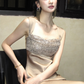 Elegant Brown Sheath Straps Sequin Satin Prom Dress Evening Dress Date Dress SH5646